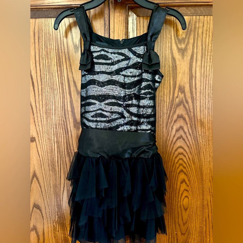 Biscotti Black and Silver Zebra Kids Party Dress